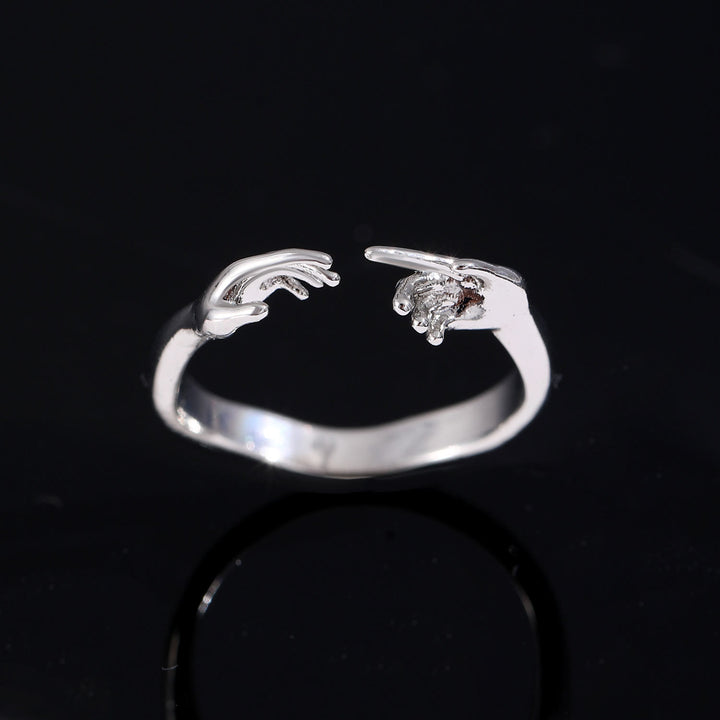 Christianartworkshop Anillo de fe ajustable con la imagen de la Creación de Adán tocando las manos abiertas: emblema atemporal de la suave protección celestial. - Plateado (apto para tallas estadounidenses 7-11) - image 6