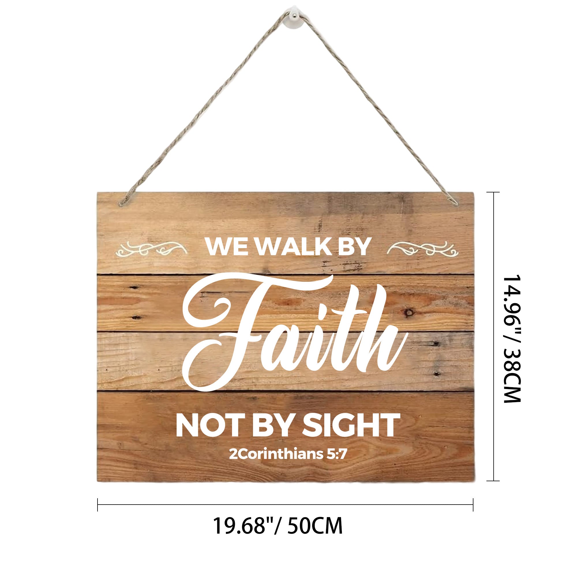 Christianartworkshop 2 Corintios 5:7 Versículo bíblico Decoración rústica de pared de madera: Emblema de fe devocional - 19,69''*14,96''*0,2''/50*38*0,5 cm - image 6