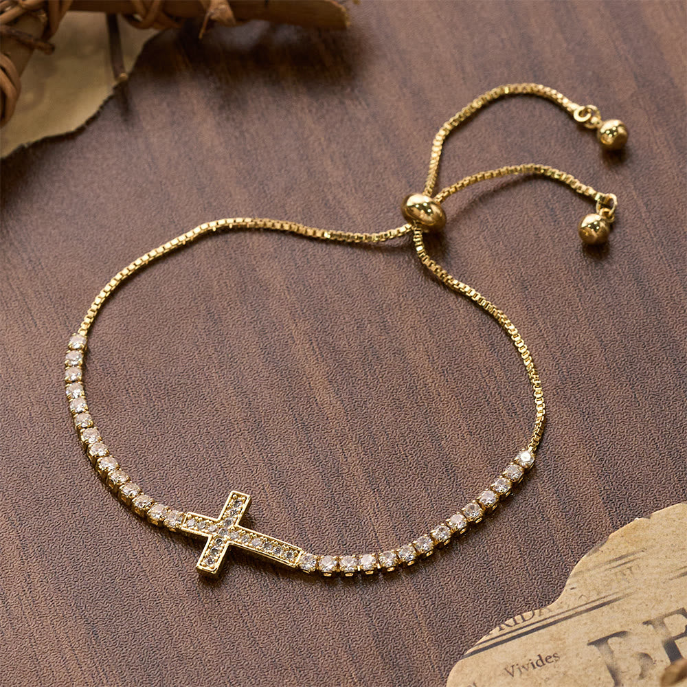 Christianartworkshop Pulsera de tenis ajustable con cruz de circonitas brillantes y pavé completo: emblema de la radiante guía celestial. - image 10