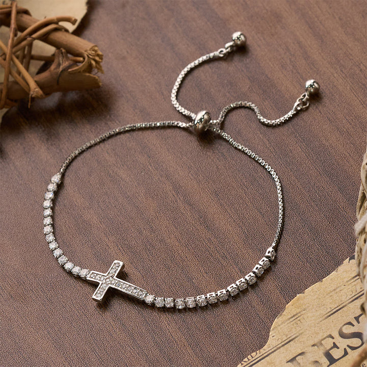 Christianartworkshop Pulsera de tenis ajustable con cruz de circonitas brillantes y pavé completo: emblema de la radiante guía celestial. - image 6