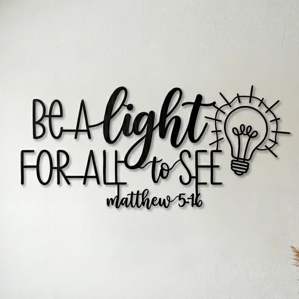 Christianartworkshop Mateo 5:16 Bombilla decorativa de metal para pared: Símbolo de la iluminación divina - image 0
