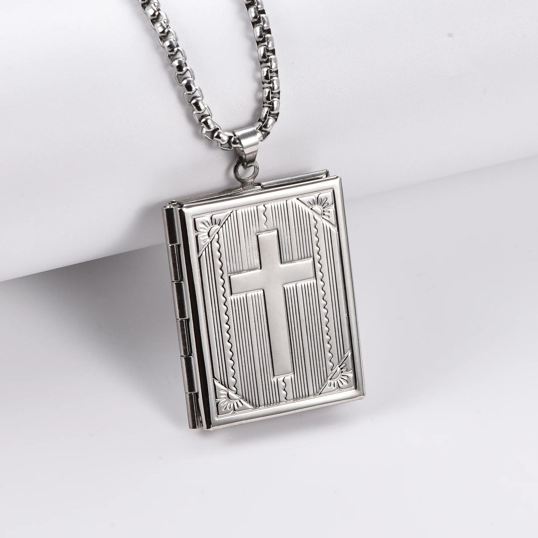 Christianartworkshop Colgante con forma de libro articulado y cruz de Jesús. - Plata - image 2