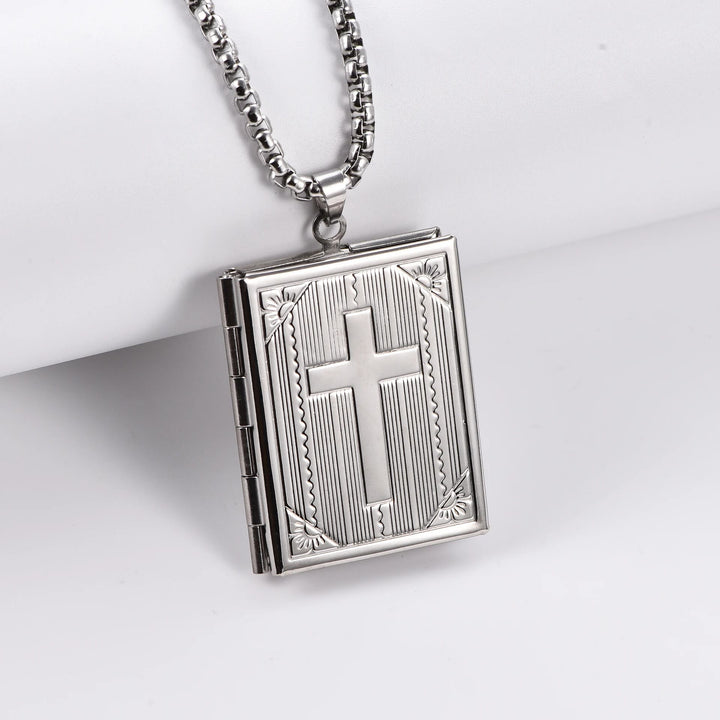 Christianartworkshop Colgante con forma de libro articulado y cruz de Jesús. - Plata - image 2