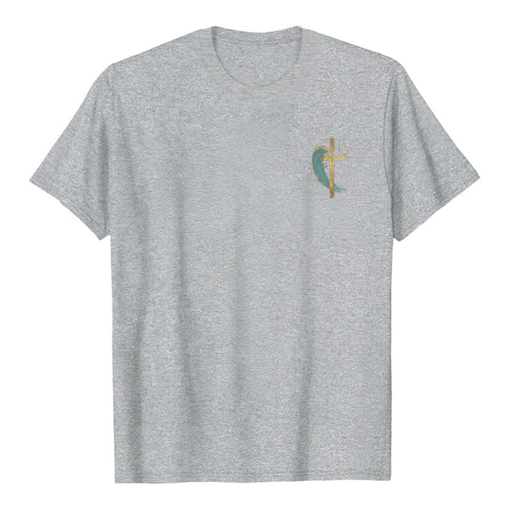 Christianartworkshop Camiseta clásica con estampado a doble cara de la Cruz Dorada y la Onda Fibonacci. - image 14