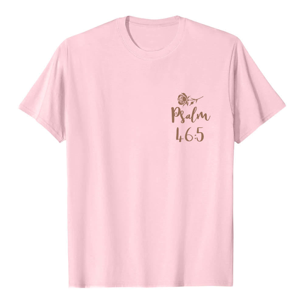 Christianartworkshop Camiseta clásica con estampado de doble cara "Dios está dentro de ella" (Salmo 46:5). - image 14