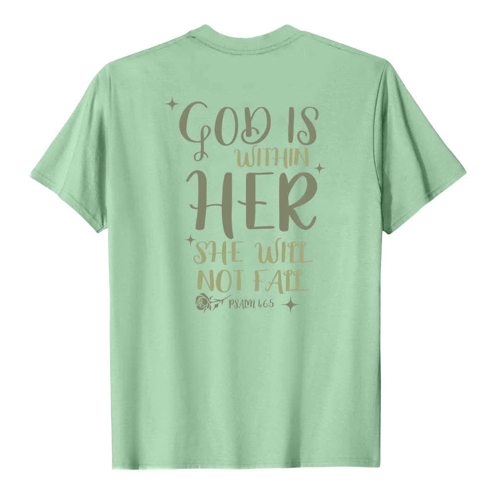 Christianartworkshop Camiseta clásica con estampado de doble cara "Dios está dentro de ella" (Salmo 46:5). - image 10