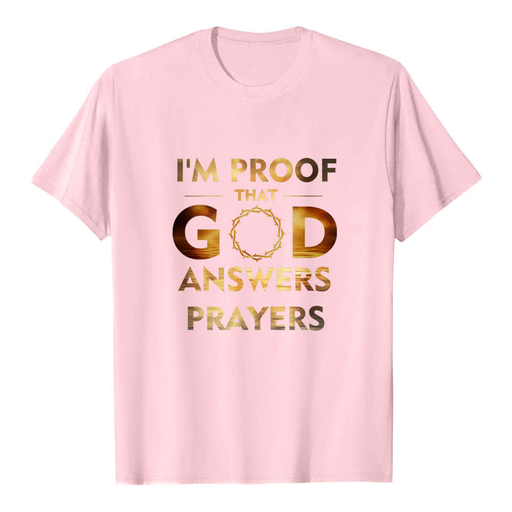 Christianartworkshop Camiseta clásica con estampado de doble cara "Soy la prueba de que Dios responde a las oraciones" - Rosa - 2XL - image 7