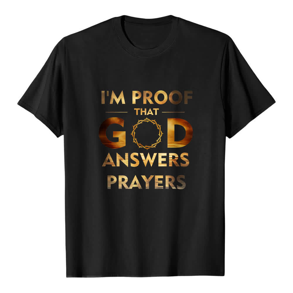 Christianartworkshop Camiseta clásica con estampado de doble cara "Soy la prueba de que Dios responde a las oraciones" - Negro - 2XL - image 3