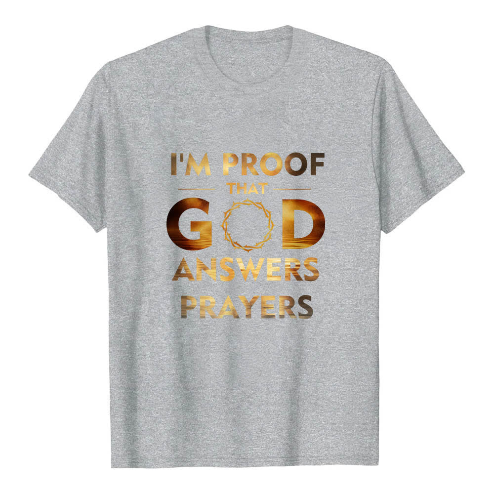 Christianartworkshop Camiseta clásica con estampado de doble cara "Soy la prueba de que Dios responde a las oraciones" - Gris - 2XL - image 1