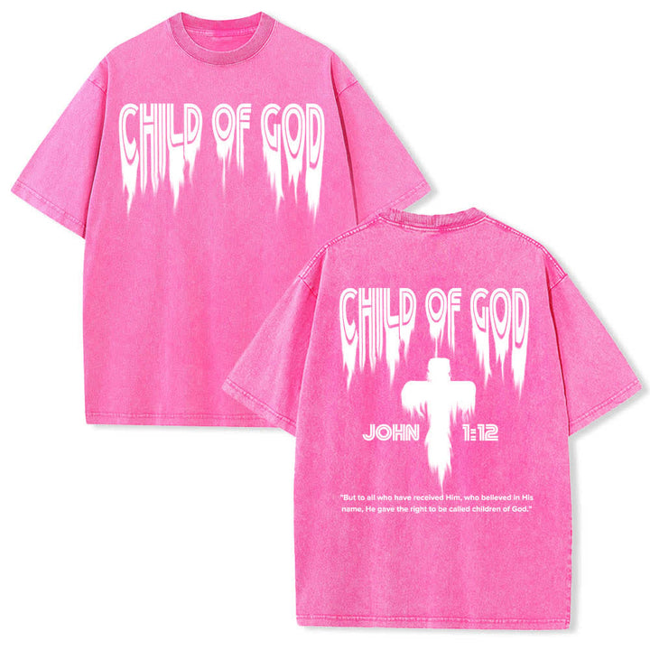 Christianartworkshop Camiseta de manga corta con estampado desgastado "Hijo de Dios Juan 1:12" a doble cara. - Rosa - 5XL - image 24