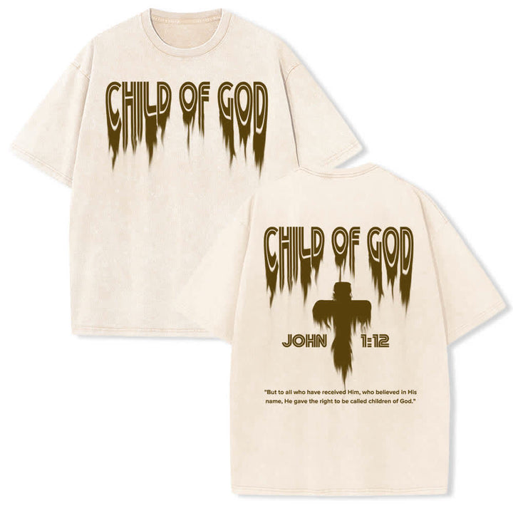 Christianartworkshop Camiseta de manga corta con estampado desgastado "Hijo de Dios Juan 1:12" a doble cara. - Beige - 5XL - image 18