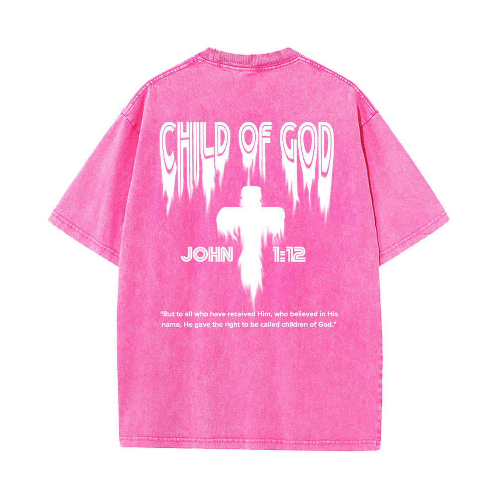 Christianartworkshop Camiseta de manga corta con estampado desgastado "Hijo de Dios Juan 1:12" a doble cara. - image 25