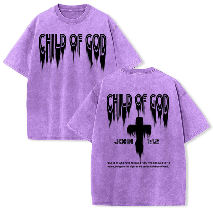 Christianartworkshop Camiseta de manga corta con estampado desgastado "Hijo de Dios Juan 1:12" a doble cara. - Púrpura - 5XL - image 21