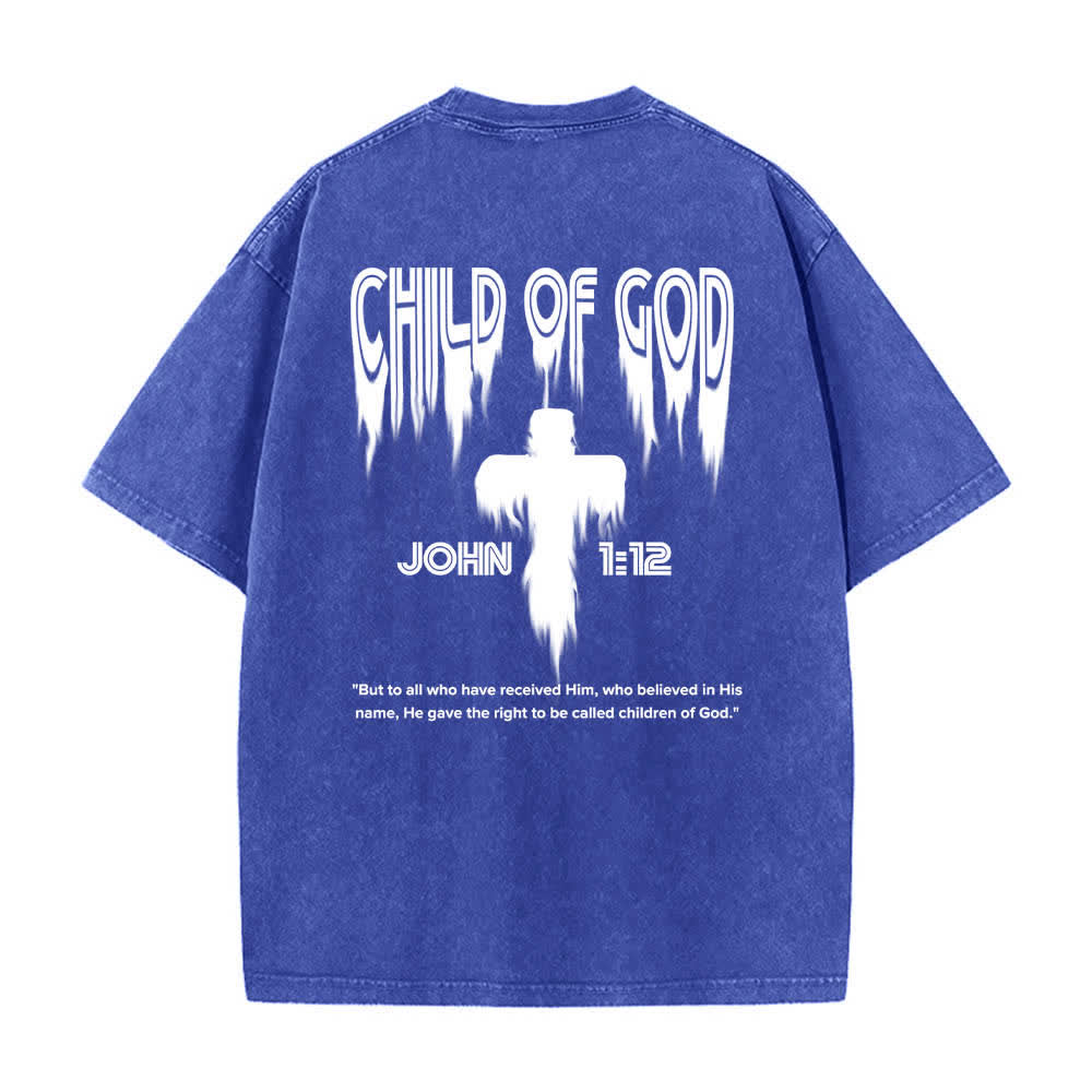 Christianartworkshop Camiseta de manga corta con estampado desgastado "Hijo de Dios Juan 1:12" a doble cara. - image 4