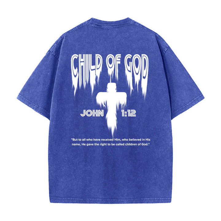 Christianartworkshop Camiseta de manga corta con estampado desgastado "Hijo de Dios Juan 1:12" a doble cara. - image 4