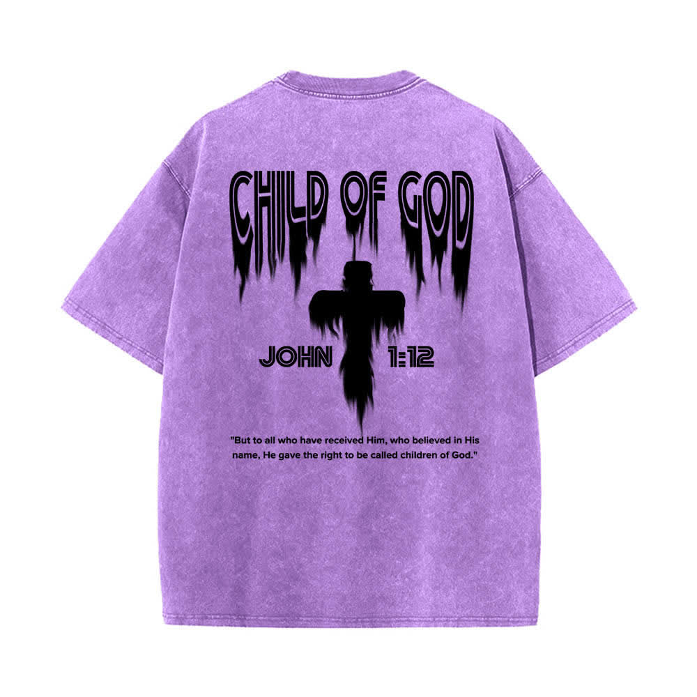 Christianartworkshop Camiseta de manga corta con estampado desgastado "Hijo de Dios Juan 1:12" a doble cara. - image 22