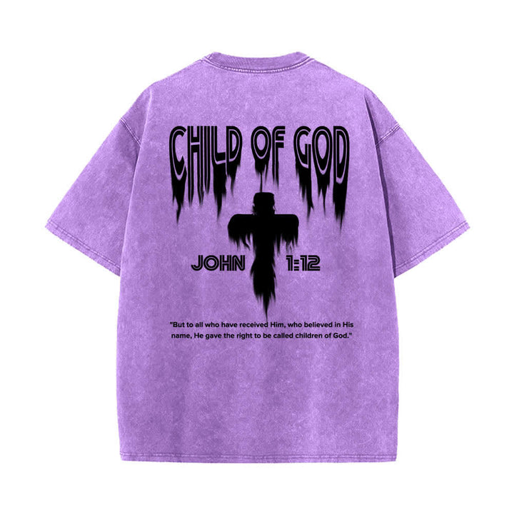 Christianartworkshop Camiseta de manga corta con estampado desgastado "Hijo de Dios Juan 1:12" a doble cara. - image 22