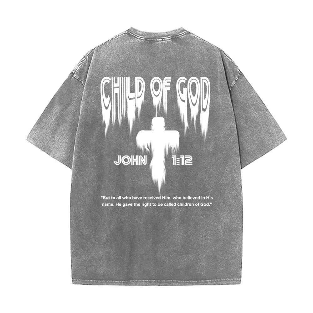 Christianartworkshop Camiseta de manga corta con estampado desgastado "Hijo de Dios Juan 1:12" a doble cara. - image 10