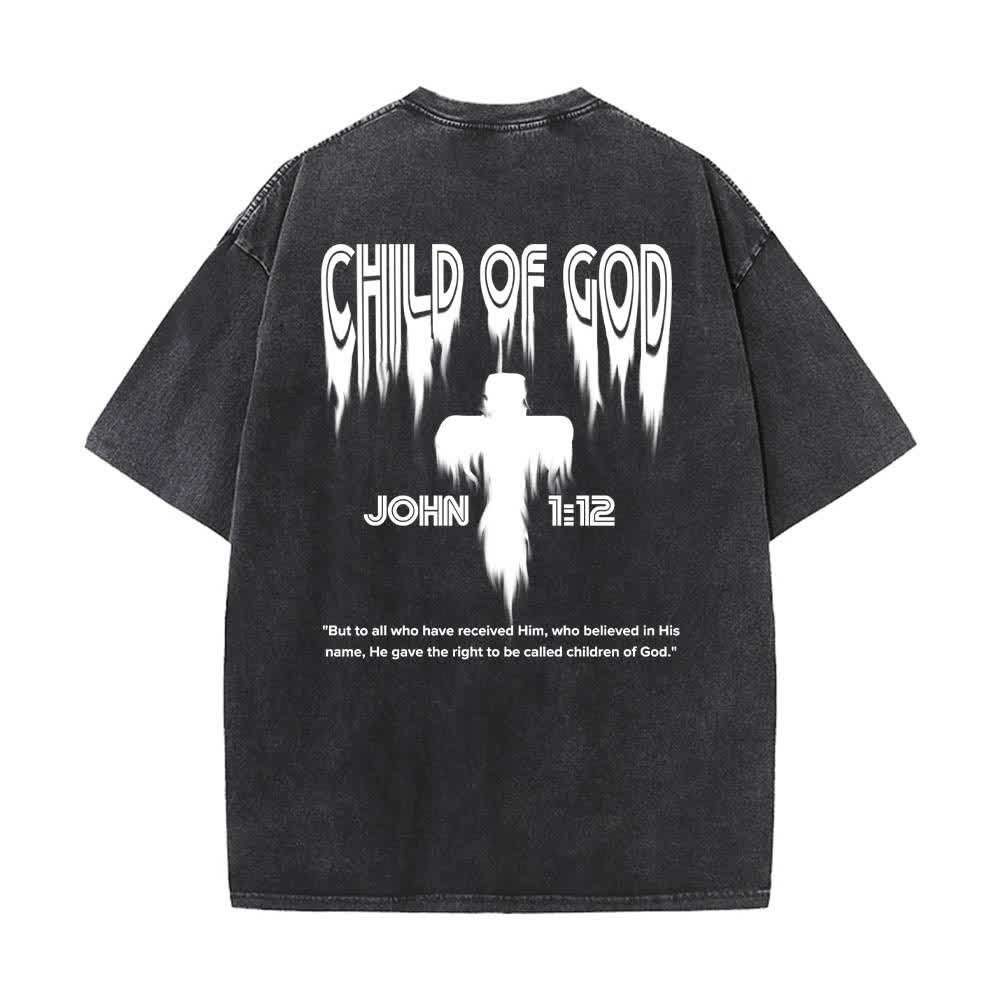 Christianartworkshop Camiseta de manga corta con estampado desgastado "Hijo de Dios Juan 1:12" a doble cara. - image 16