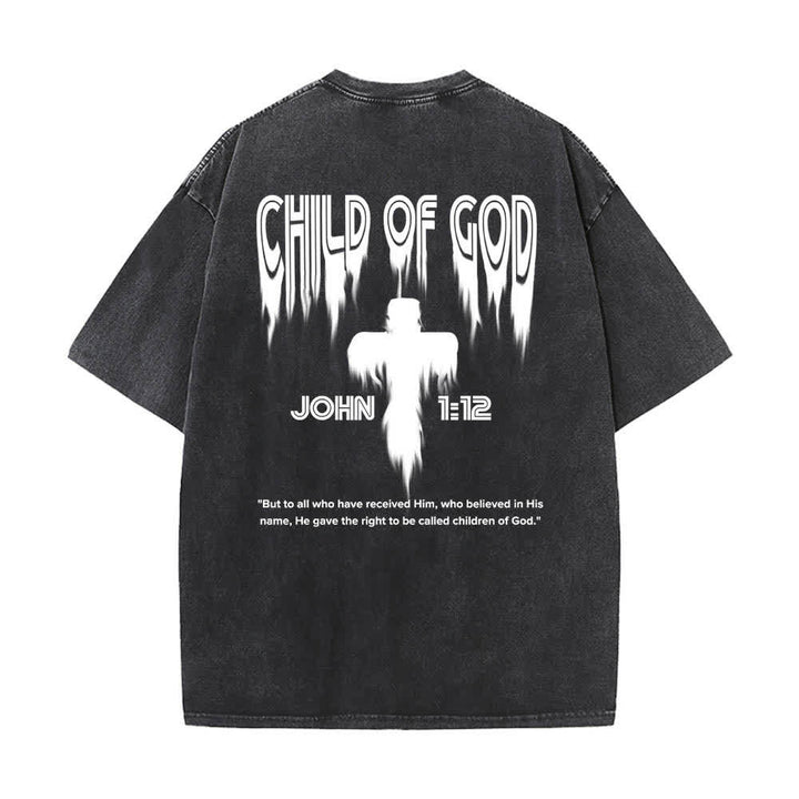 Christianartworkshop Camiseta de manga corta con estampado desgastado "Hijo de Dios Juan 1:12" a doble cara. - image 16