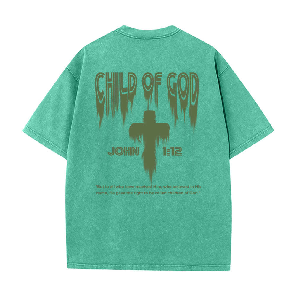 Christianartworkshop Camiseta de manga corta con estampado desgastado "Hijo de Dios Juan 1:12" a doble cara. - image 13