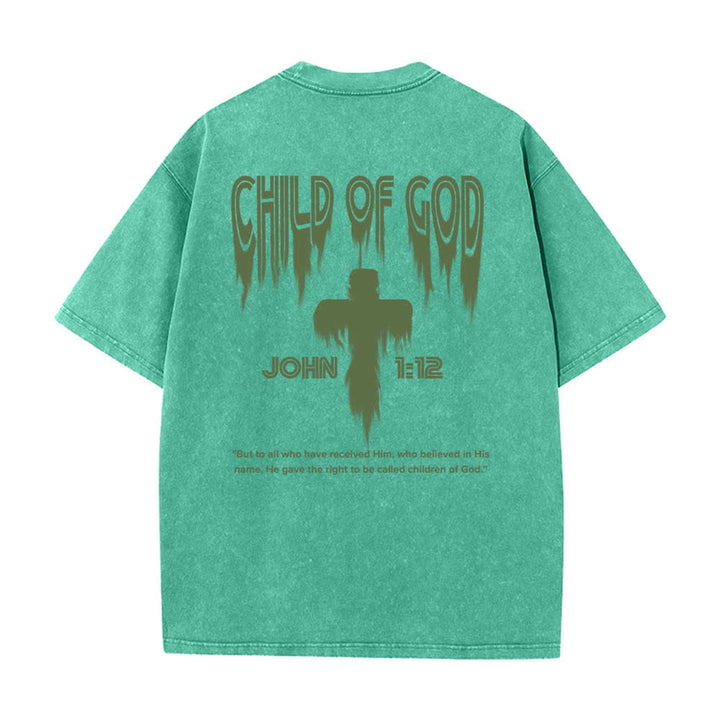 Christianartworkshop Camiseta de manga corta con estampado desgastado "Hijo de Dios Juan 1:12" a doble cara. - image 13