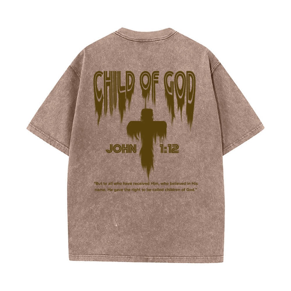 Christianartworkshop Camiseta de manga corta con estampado desgastado "Hijo de Dios Juan 1:12" a doble cara. - image 7