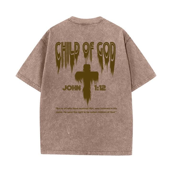 Christianartworkshop Camiseta de manga corta con estampado desgastado "Hijo de Dios Juan 1:12" a doble cara. - image 7