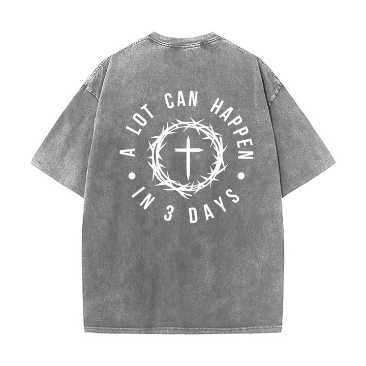 Christianartworkshop Camiseta de doble cara con estampado de la cruz y la corona de espinas: "Pueden pasar muchas cosas en 3 días", lavada. - image 22