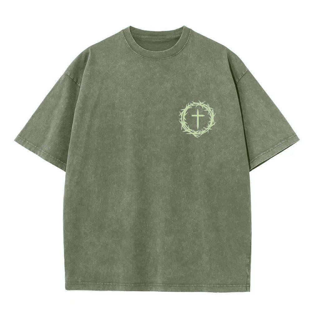 Christianartworkshop Camiseta de doble cara con estampado de la cruz y la corona de espinas: "Pueden pasar muchas cosas en 3 días", lavada. - image 14