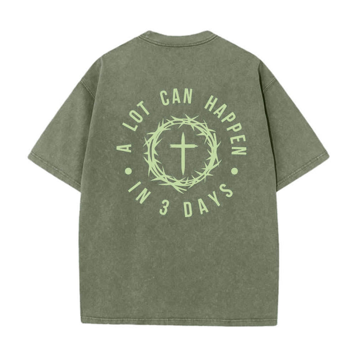 Christianartworkshop Camiseta de doble cara con estampado de la cruz y la corona de espinas: "Pueden pasar muchas cosas en 3 días", lavada. - image 13