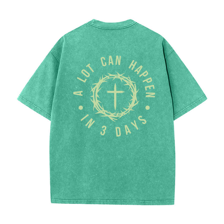 Christianartworkshop Camiseta de doble cara con estampado de la cruz y la corona de espinas: "Pueden pasar muchas cosas en 3 días", lavada. - image 25