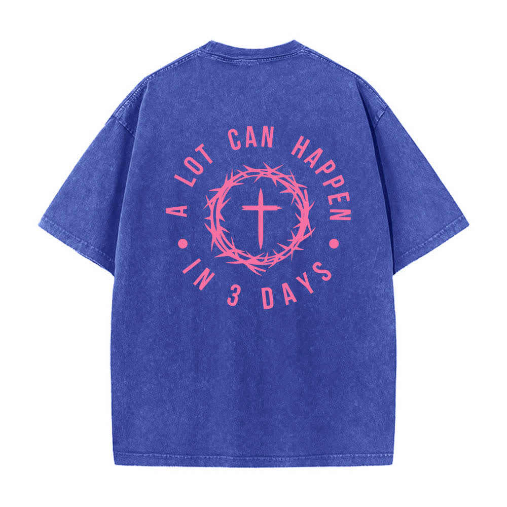 Christianartworkshop Camiseta de doble cara con estampado de la cruz y la corona de espinas: "Pueden pasar muchas cosas en 3 días", lavada. - image 16