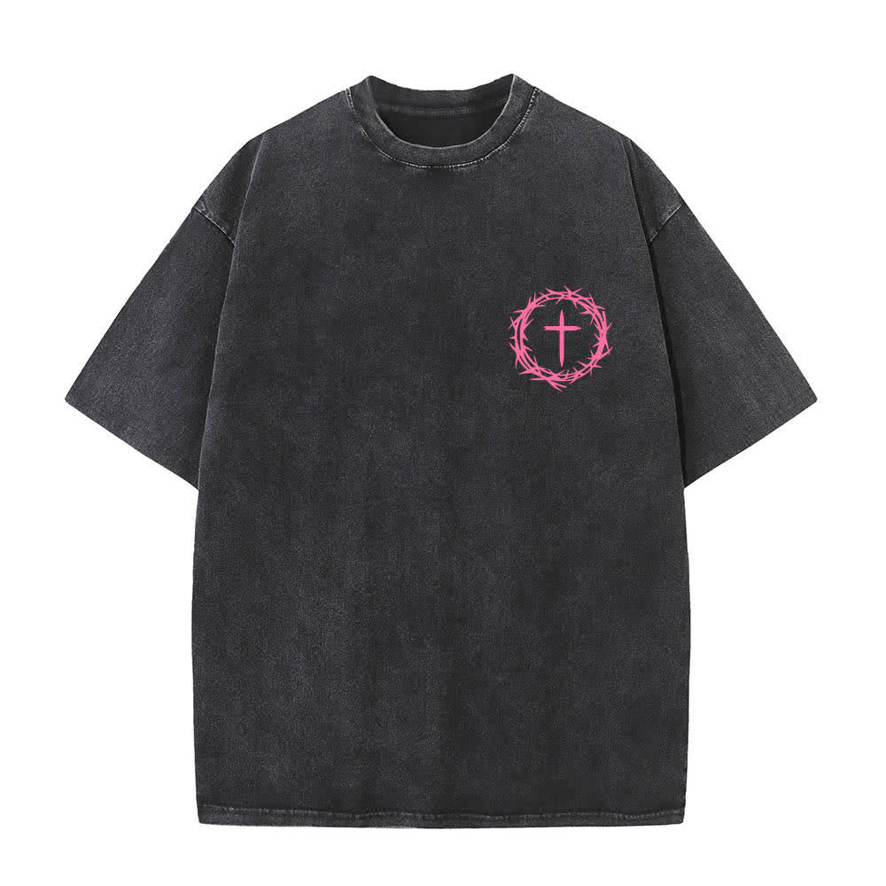 Christianartworkshop Camiseta de doble cara con estampado de la cruz y la corona de espinas: "Pueden pasar muchas cosas en 3 días", lavada. - image 2