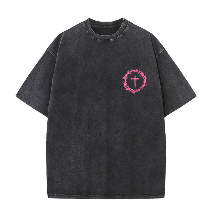 Christianartworkshop Camiseta de doble cara con estampado de la cruz y la corona de espinas: "Pueden pasar muchas cosas en 3 días", lavada. - image 2
