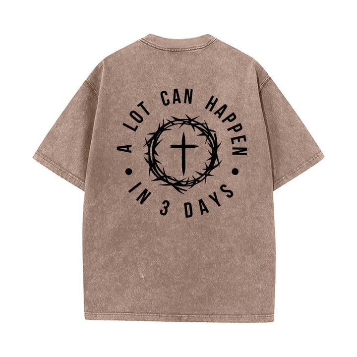 Christianartworkshop Camiseta de doble cara con estampado de la cruz y la corona de espinas: "Pueden pasar muchas cosas en 3 días", lavada. - image 19