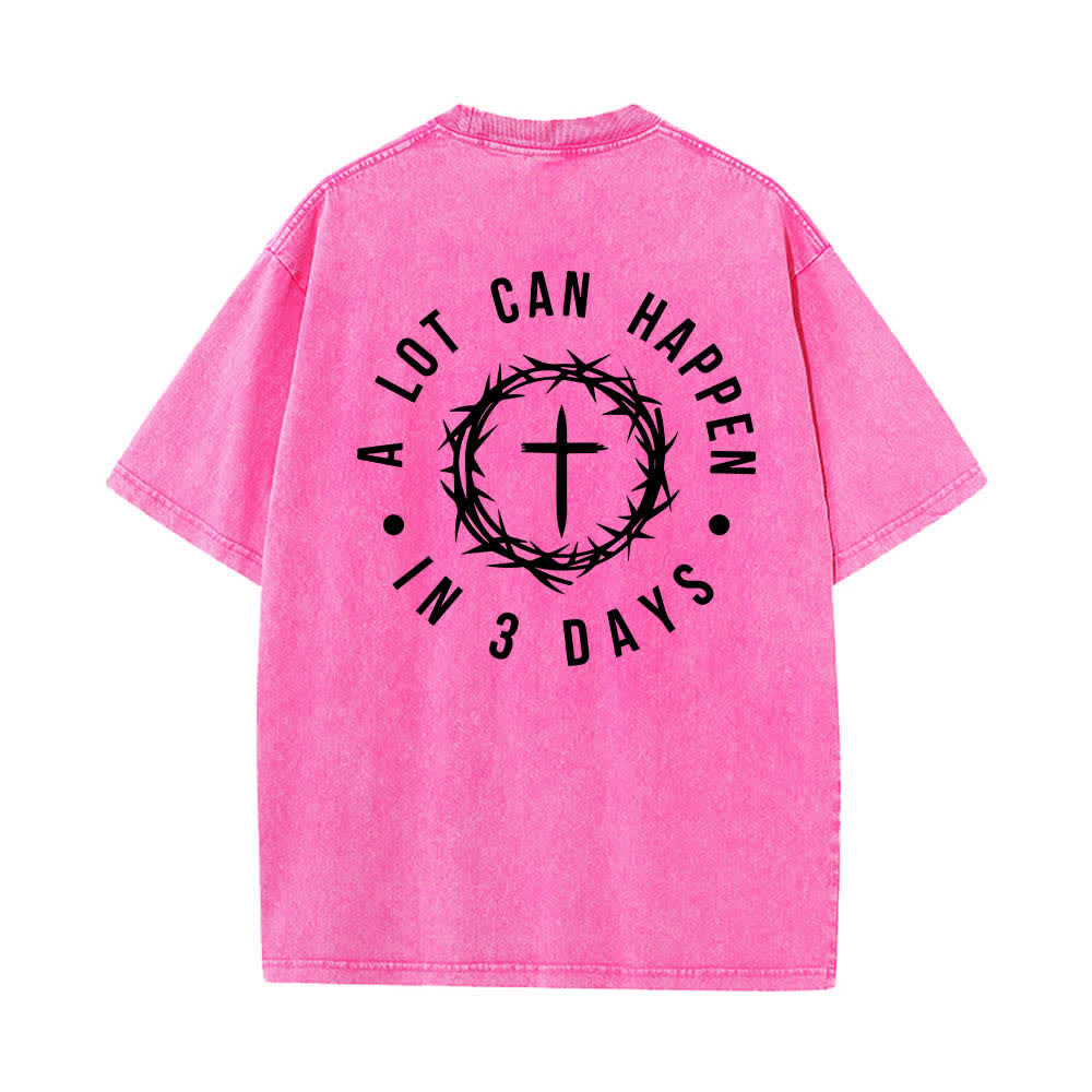 Christianartworkshop Camiseta de doble cara con estampado de la cruz y la corona de espinas: "Pueden pasar muchas cosas en 3 días", lavada. - image 10
