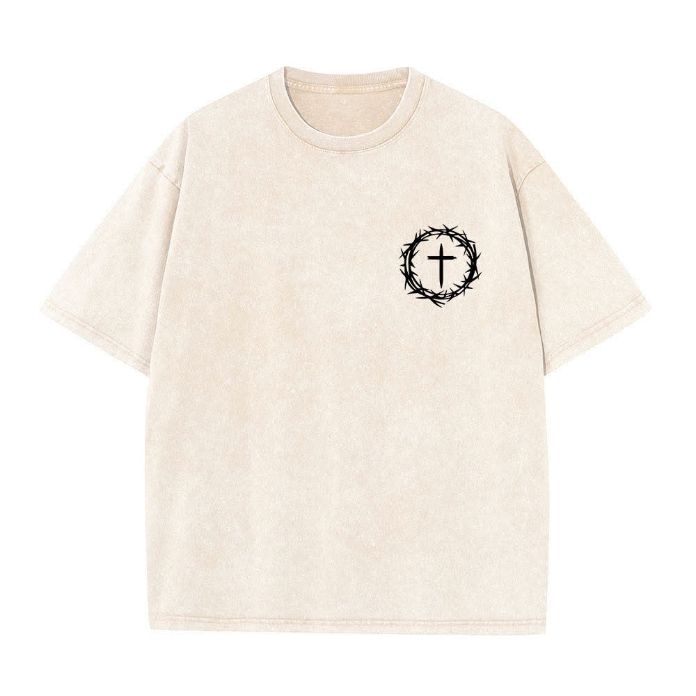 Christianartworkshop Camiseta de doble cara con estampado de la cruz y la corona de espinas: "Pueden pasar muchas cosas en 3 días", lavada. - image 5