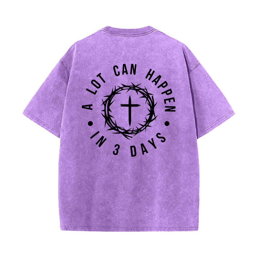 Christianartworkshop Camiseta de doble cara con estampado de la cruz y la corona de espinas: "Pueden pasar muchas cosas en 3 días", lavada. - image 7