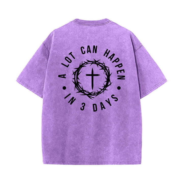 Christianartworkshop Camiseta de doble cara con estampado de la cruz y la corona de espinas: "Pueden pasar muchas cosas en 3 días", lavada. - image 7