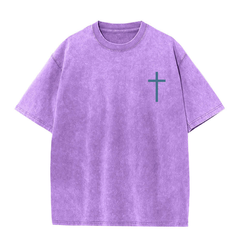 Christianartworkshop Camiseta lavada con estampado a doble cara de Filipenses 4:13 y cruz. - image 14