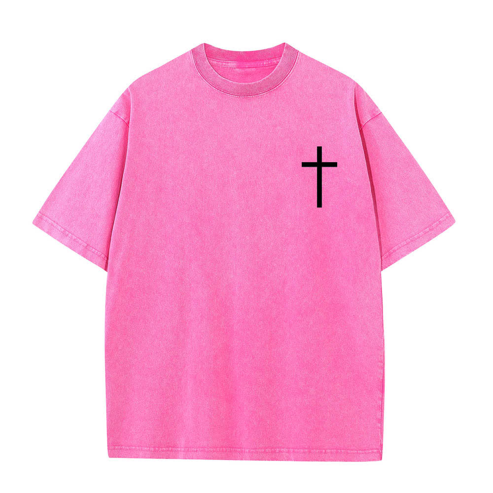 Christianartworkshop Camiseta lavada con estampado a doble cara de Filipenses 4:13 y cruz. - image 17