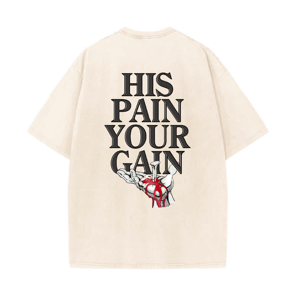 Christianartworkshop Camiseta de manga corta con estampado gráfico de doble cara "Lord's Gym His Pain Your Gain" (Su dolor es tu ganancia), lavada. - image 14