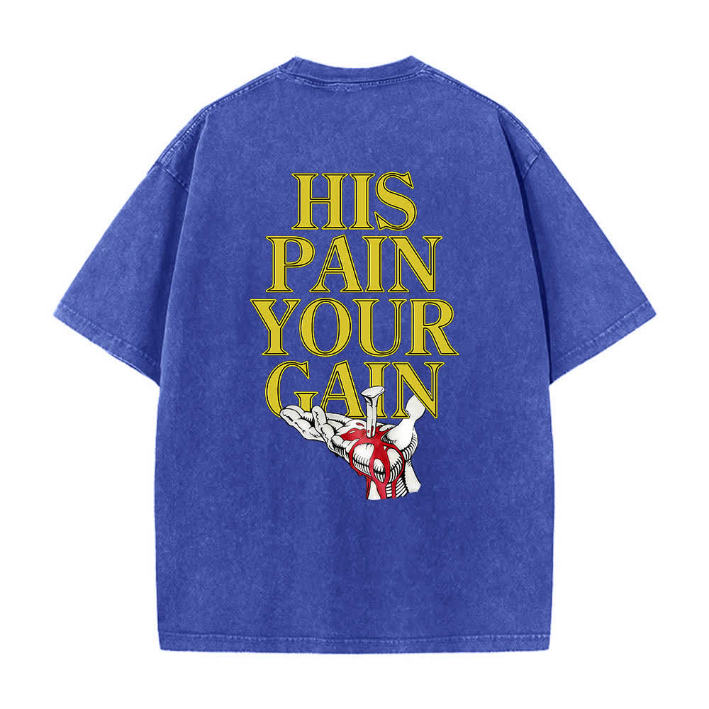 Christianartworkshop Camiseta de manga corta con estampado gráfico de doble cara "Lord's Gym His Pain Your Gain" (Su dolor es tu ganancia), lavada. - image 26