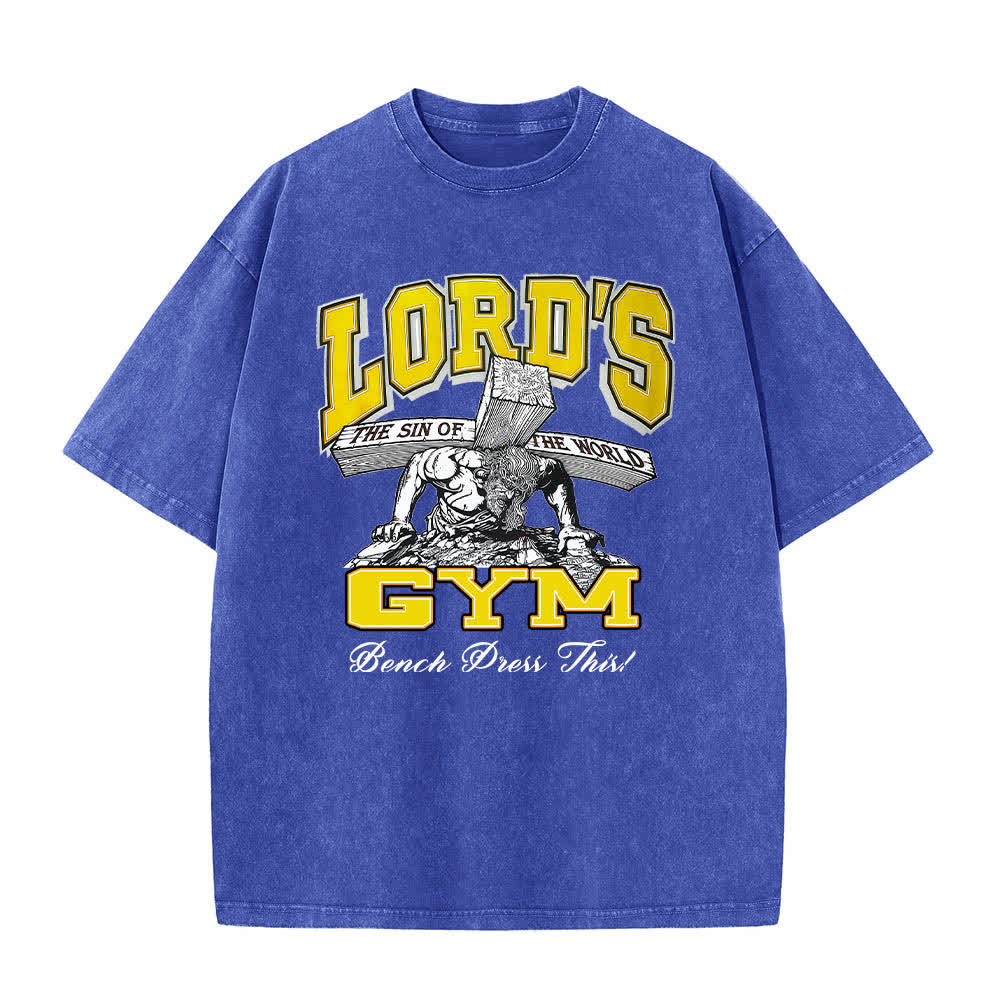 Christianartworkshop Camiseta de manga corta con estampado gráfico de doble cara "Lord's Gym His Pain Your Gain" (Su dolor es tu ganancia), lavada. - image 25