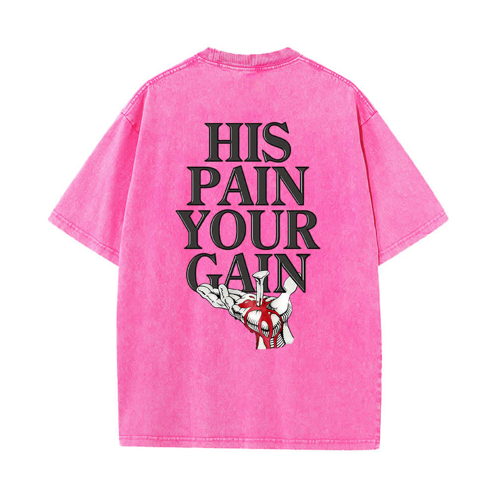 Christianartworkshop Camiseta de manga corta con estampado gráfico de doble cara "Lord's Gym His Pain Your Gain" (Su dolor es tu ganancia), lavada. - image 20