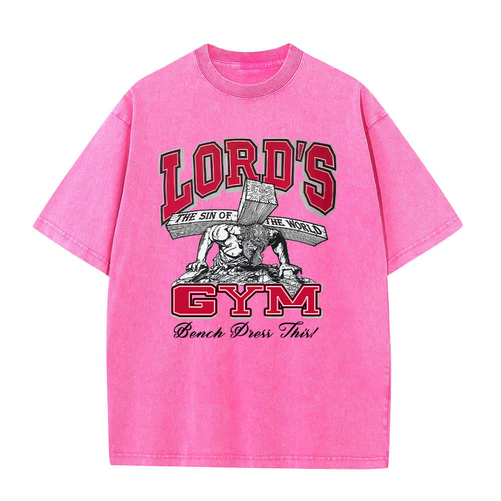 Christianartworkshop Camiseta de manga corta con estampado gráfico de doble cara "Lord's Gym His Pain Your Gain" (Su dolor es tu ganancia), lavada. - image 19