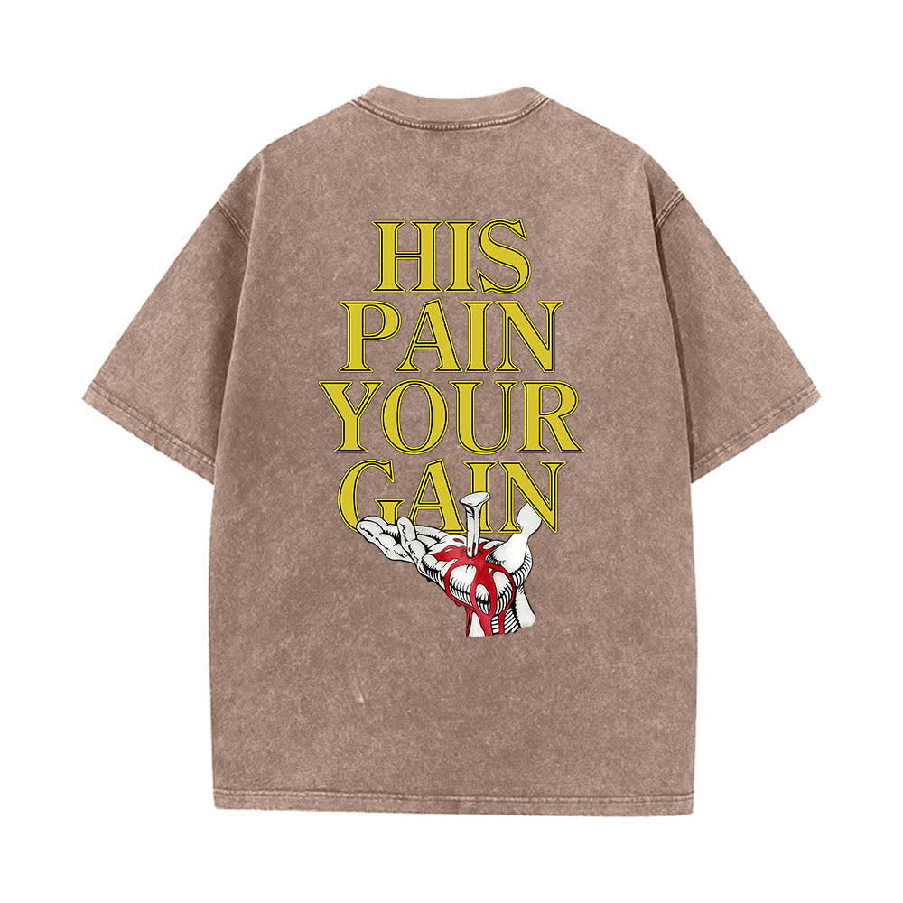 Christianartworkshop Camiseta de manga corta con estampado gráfico de doble cara "Lord's Gym His Pain Your Gain" (Su dolor es tu ganancia), lavada. - image 2