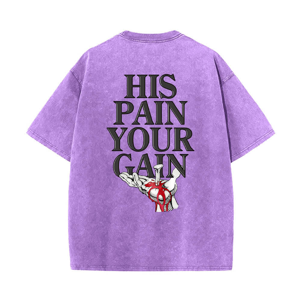 Christianartworkshop Camiseta de manga corta con estampado gráfico de doble cara "Lord's Gym His Pain Your Gain" (Su dolor es tu ganancia), lavada. - image 17