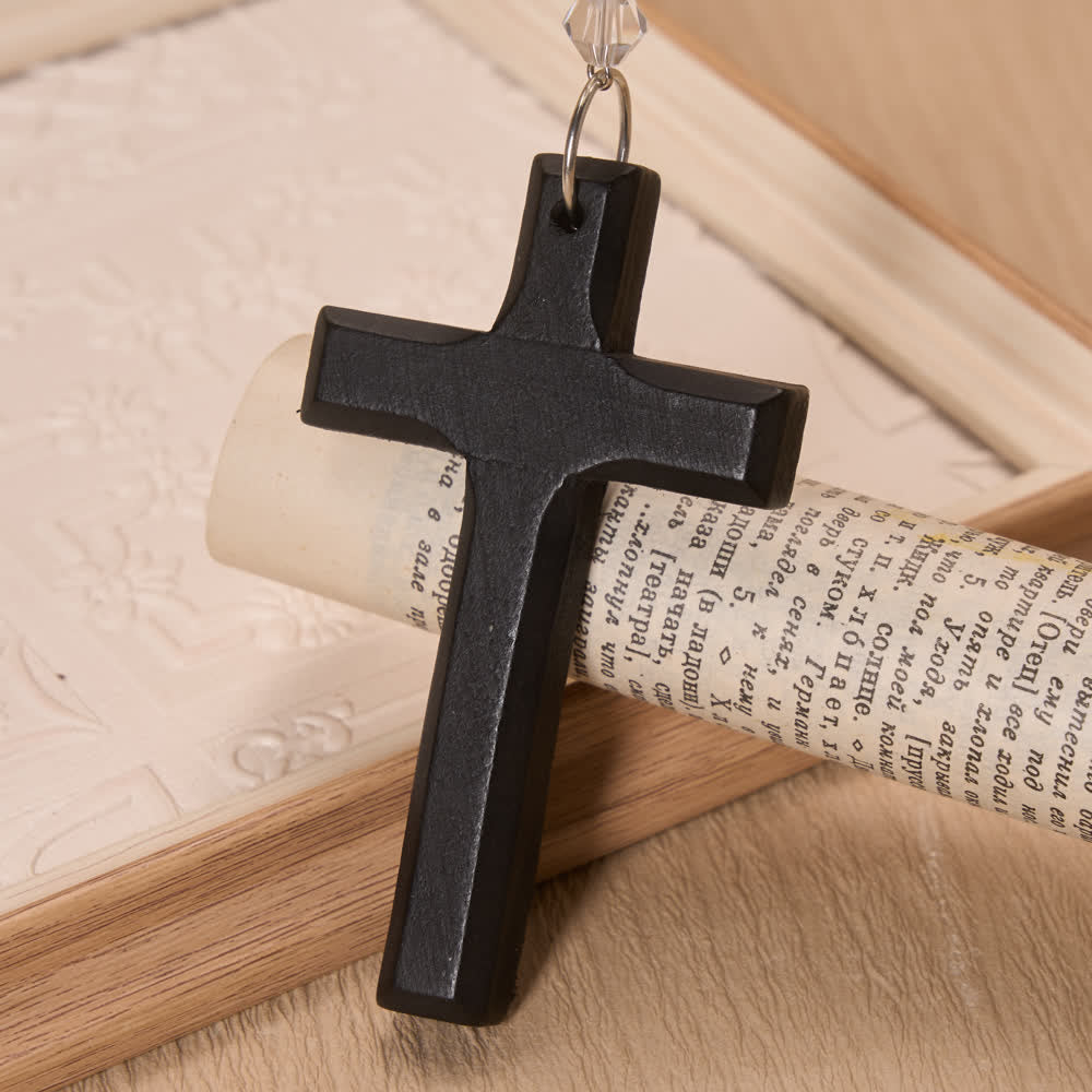 Christianartworkshop Colgante de madera con cruz y alas de ángel y sombrero de vaquero para coche: símbolo atemporal de fiel protección celestial. - image 9